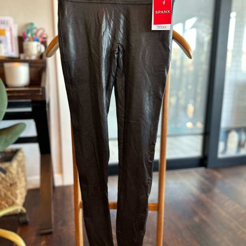SPANX Sleek Black Leatherette Leggings